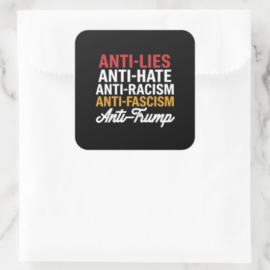 Anti Trump haat leugens en fascisme verzet zich te Vierkante Sticker (Tas)