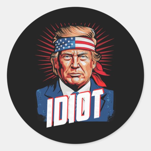 Anti Trump Idioot  Ronde Sticker (Voorkant)