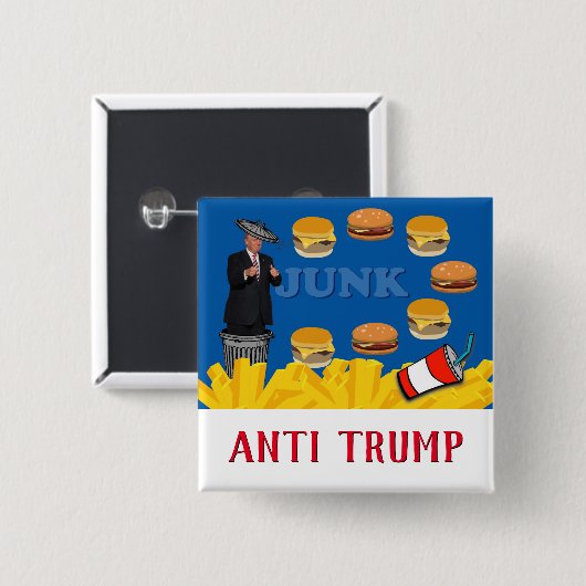 Anti Trump / Junk Vierkante Button 5,1 Cm (Voorkant /achterkant)