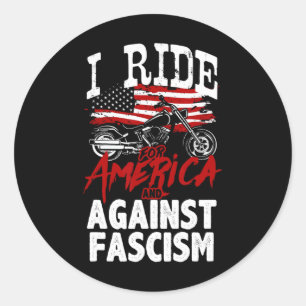 Anti-Trump-motorrijder verzet zich tegen fascisme- Ronde Sticker