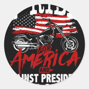 Anti Trump-motorrijder verzet zich tegen president Ronde Sticker