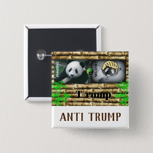 Anti Trump / panda Vierkante Button 5,1 Cm (Voorkant /achterkant)