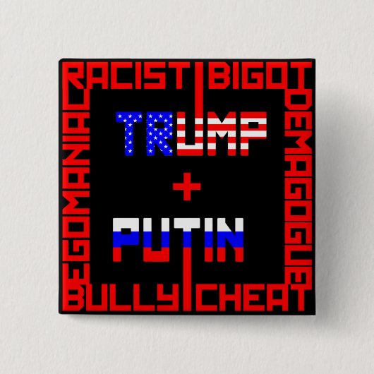 Anti-Trump+Poetin Vierkante Button 5,1 Cm (Voorkant)