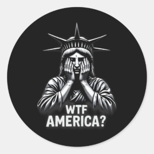 Anti-trump Politiek En Democratie Wtf Amerika 3  Ronde Sticker