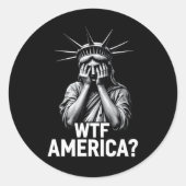 Anti-Trump Politieke en Democratie WTF Amerika 1 Ronde Sticker (Voorkant)