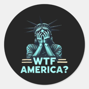 Anti-Trump Politieke en Democratie WTF Amerika 2 Ronde Sticker