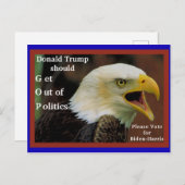 Anti-Trump, Pro Biden Angry American Bald Eagle Briefkaart (Voorkant / Achterkant)