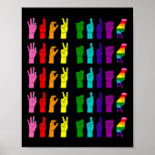 Anti Trump Subtiele Gebarentaal ASL LGBTQ Pride 20 Poster (Voorkant)