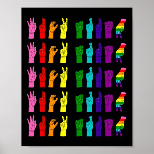 Anti Trump Subtiele Gebarentaal ASL LGBTQ Pride 20 Poster (Voorkant)