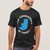 Anti-Trump T-Shirt: "DE COMMANDANT IN TWEE PARTIJE T-shirt (Voorkant)
