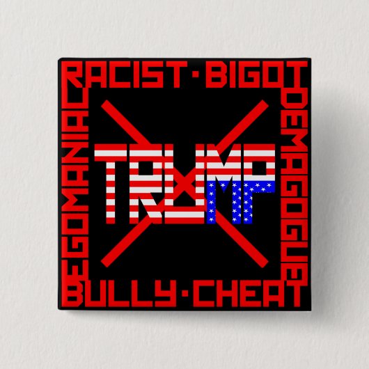 Anti Trump Vierkante Button 5,1 Cm (Voorkant)