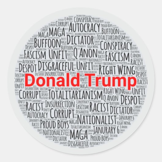 Anti-Trump Word Cloud Ronde Sticker (Voorkant)