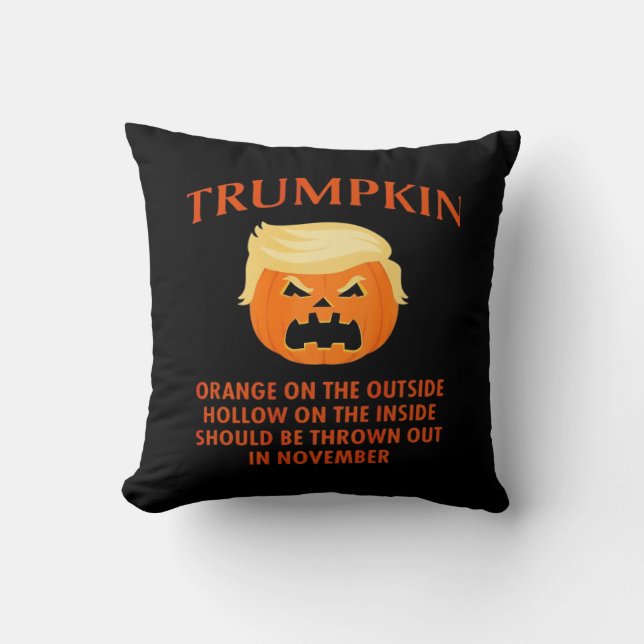 Anti Trumpkin Grappig Halloween Kussen (Voorkant)