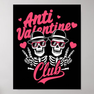 Anti Valentijn Club Grappig Skelet Enkele Valentij Poster