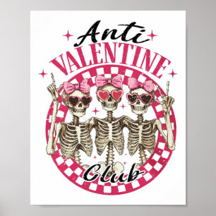 Anti Valentijn Club Grappige Valentijnsdag Vintage Poster