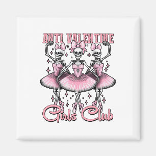 Anti-valentijn Girls Club Skeletten in Roze Magneet