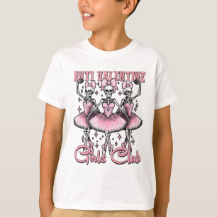 Anti-valentijn Girls Club Skeletten in Roze T-shirt