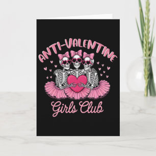 Anti-valentijn Meidenclub Skelet Grappige Roze Har Kaart