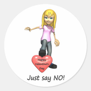 Anti-Valentijn zeg gewoon nee Ronde Sticker