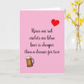 Anti Valentijnsdag Bier Grappig Kaart (Gele Bloem)