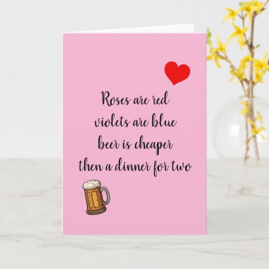 Anti Valentijnsdag Bier Grappig Kaart (Gele Bloem)