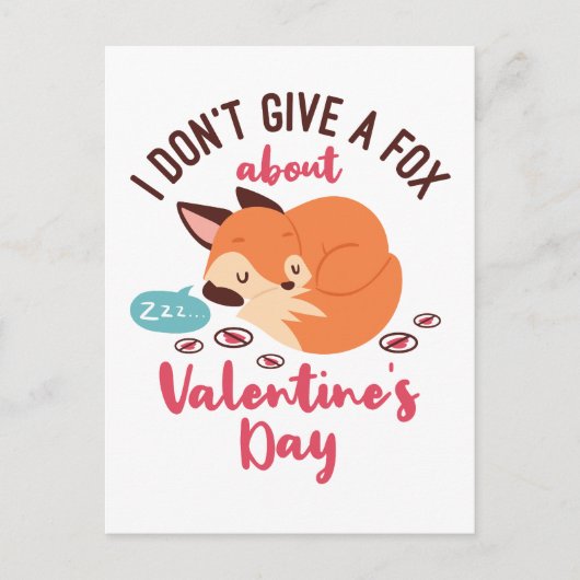 Anti Valentijnsdag Fox Grappige Single Briefkaart (Voorkant)