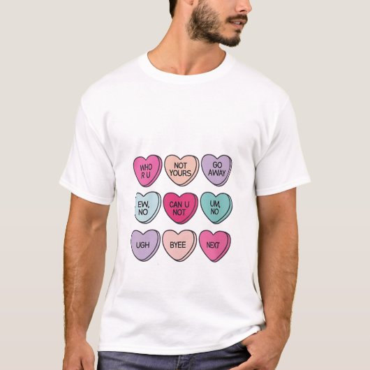Anti Valentijnsdag Grappig Single Bewustzijn T-shirt (Voorkant)
