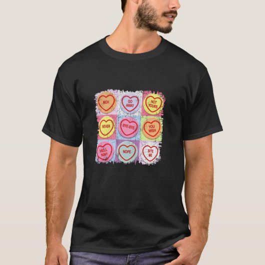 Anti Valentijnsdag Grappig Snoep Valentijnse  Hart T-shirt (Voorkant)