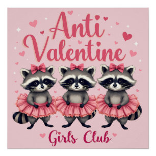 Anti Valentijnsdag Grappige Wasbeer Schattig Kawai Perfect Poster