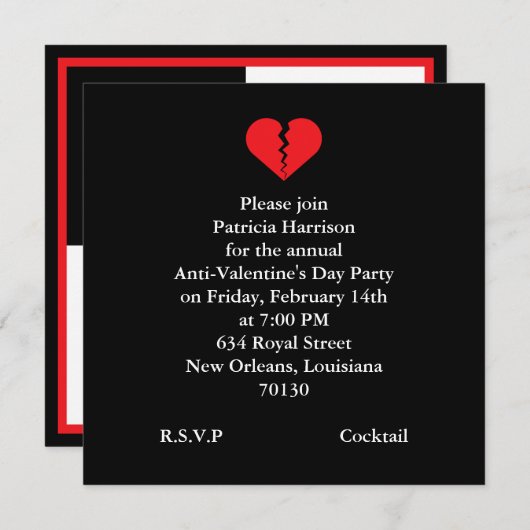 Anti-Valentijnsdag Partij Kaart (Voorkant / Achterkant)