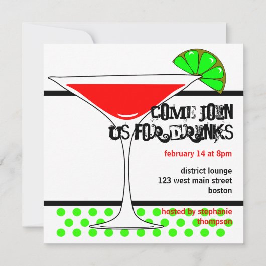 Anti-Valentijnsdag Party Cocktail Martini Kaart (Achterkant)