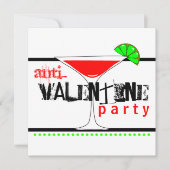 Anti-Valentijnsdag Party Cocktail Martini Kaart (Voorkant)