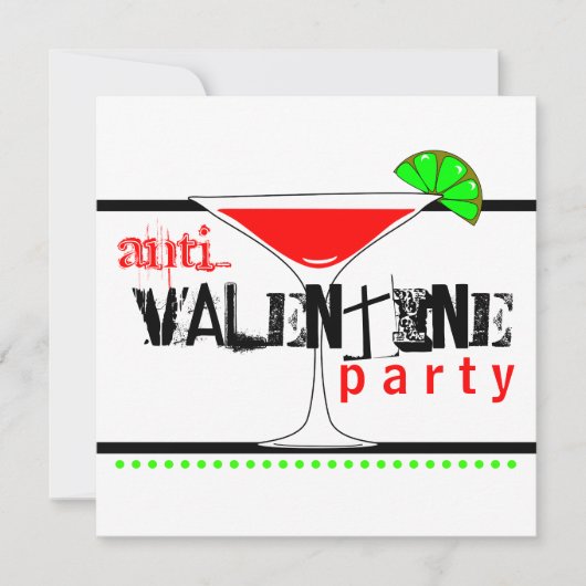 Anti-Valentijnsdag Party Cocktail Martini Kaart (Voorkant)