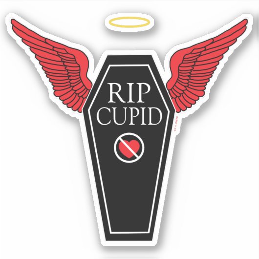 Anti-Valentijnsdag Rust in vrede Cupido Sticker (Voorkant)
