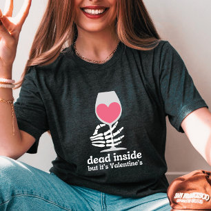 Anti Valentijnsdag Skelet hand Dead Inside T-shirt