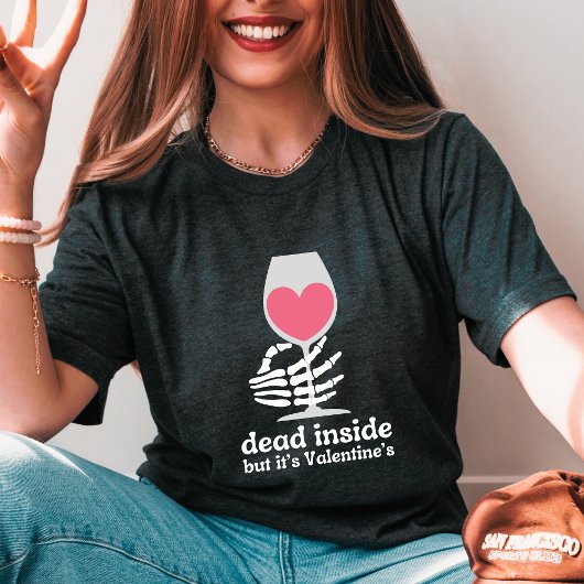 Anti Valentijnsdag Skelet hand Dead Inside T-shirt