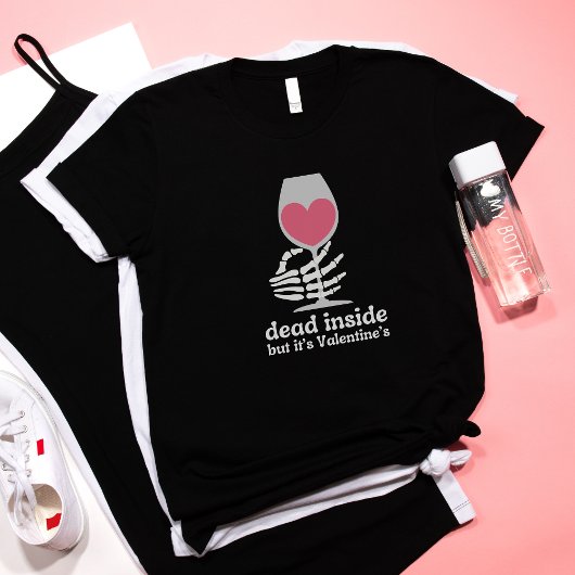 Anti Valentijnsdag Skelet hand Dead Inside T-shirt