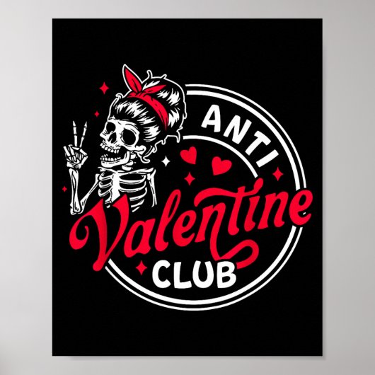 Anti valentijnsdag skelet hart grappige valentijn poster (Voorkant)