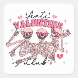 Anti-Valentijnsdag Skeletten Vierkante Sticker