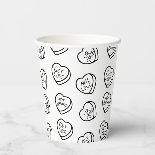 Anti-Valentijnsdag Snoep harten Papieren Bekers (Achterkant)