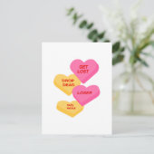 anti Valentijnsdag snoep hartjes Briefkaart (Staand voorkant)
