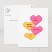 anti Valentijnsdag snoep hartjes Briefkaart (Voorkant / Achterkant)