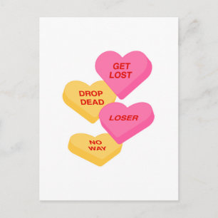 anti Valentijnsdag snoep hartjes Briefkaart