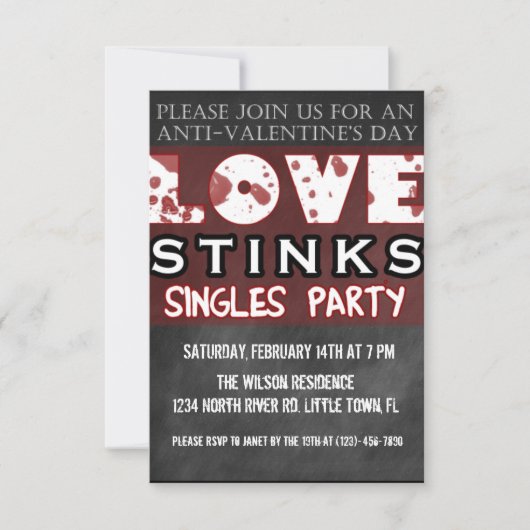 Anti-Valentijnse Love Stinks Singles Party Kaart (Voorkant)