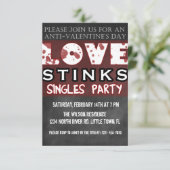Anti-Valentijnse Love Stinks Singles Party Kaart (Staand voorkant)