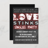 Anti-Valentijnse Love Stinks Singles Party Kaart (Voorkant / Achterkant)