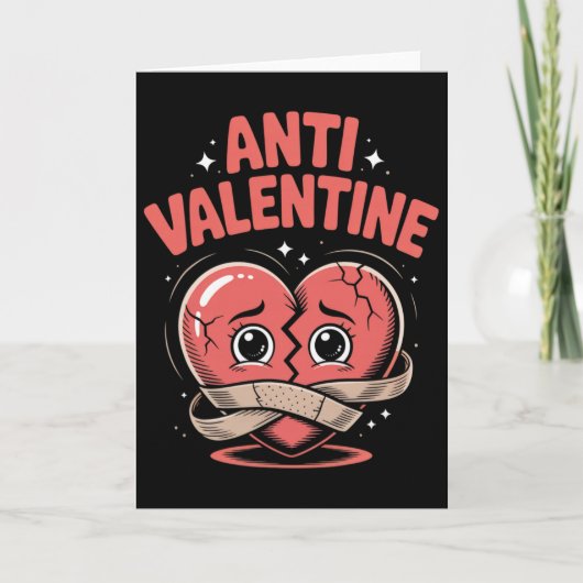 Anti Valentine Broken Heart Cute Ndaged Heart Kaart (Voorkant)