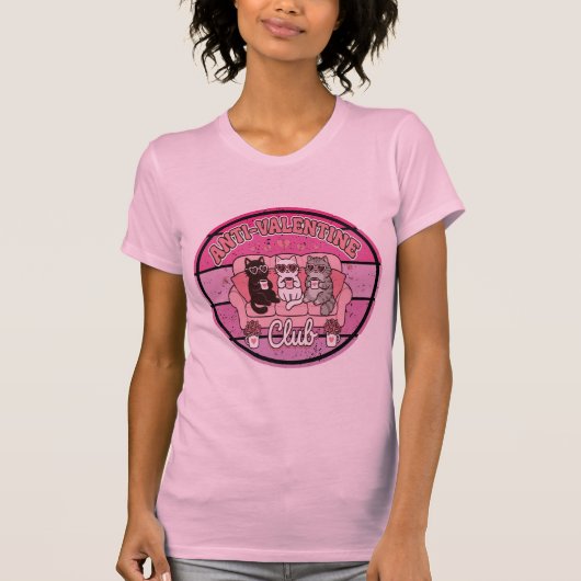 Anti Valentine Club Funny Quote  T-shirt (Voorkant)