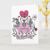Anti Valentine Club Funny Skeleton Valentines Men  Kaart (Gele Bloem)