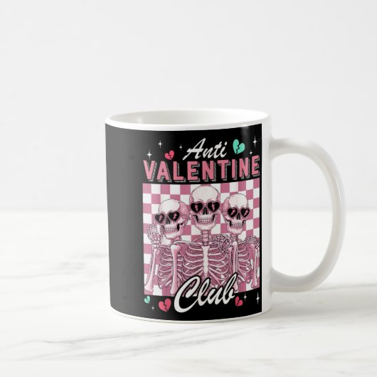 Anti Valentine Club Skeleton Funny Single Valentin Koffiemok (Rechts)